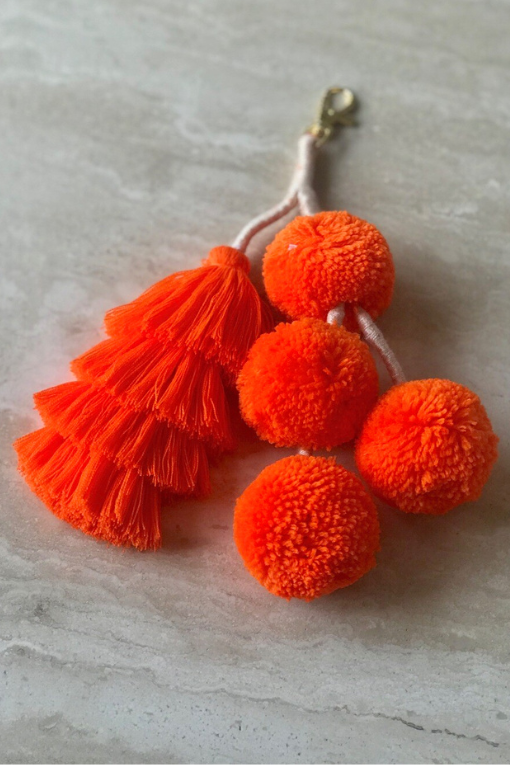 Pompom Tassle Bag Charm Ruffle